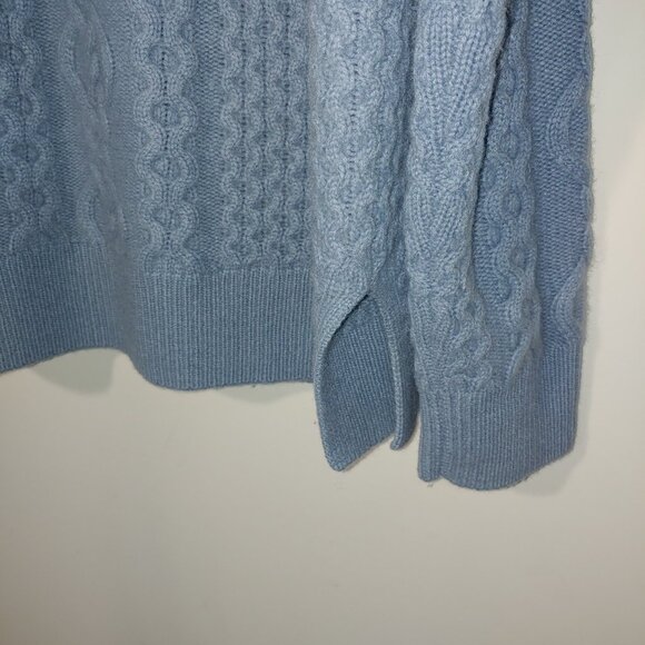 Nordstrom Signature Cashmere Turtleneck Cable Knit Sweater S Baby Blue - Picture 6 of 7